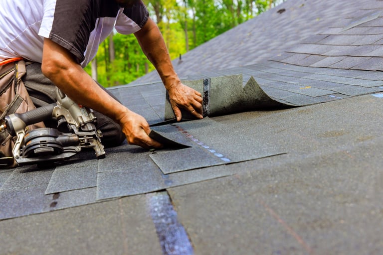New bitumen shingles roof installation